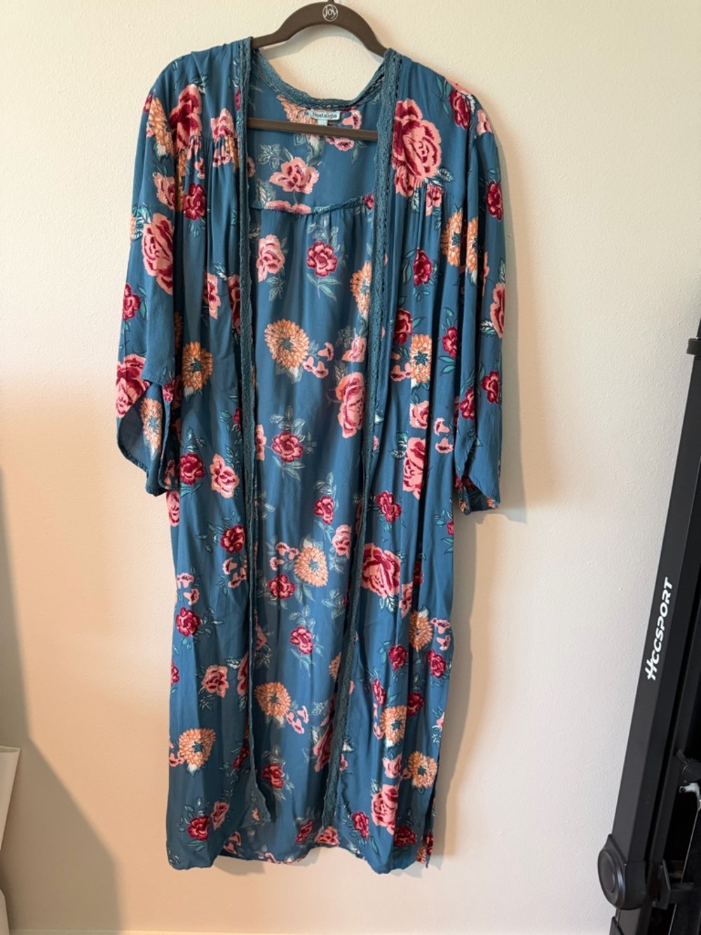 Nostalgia Teal Floral Duster Cardigan Kimono